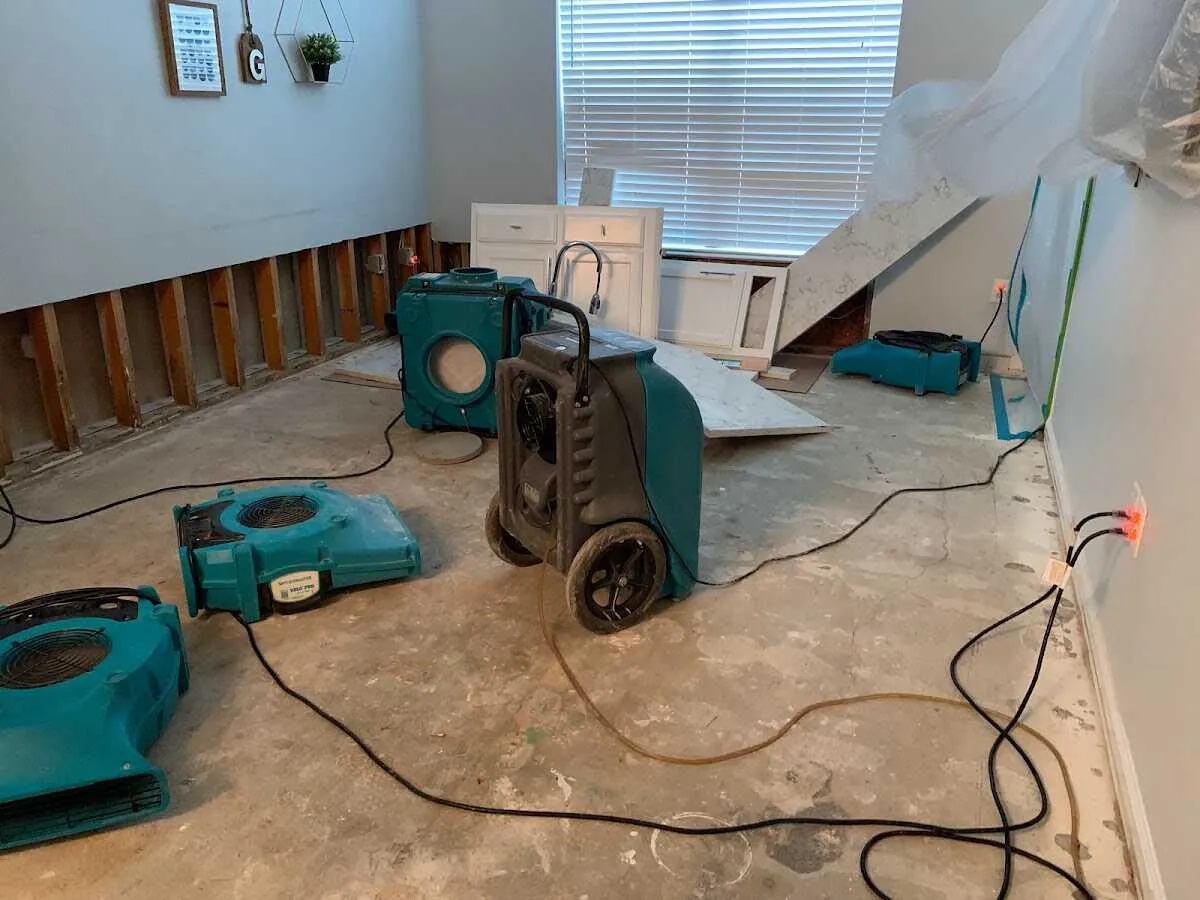 Dehumidifier in flood-cut room for Water Damage Restoration in Gladewater